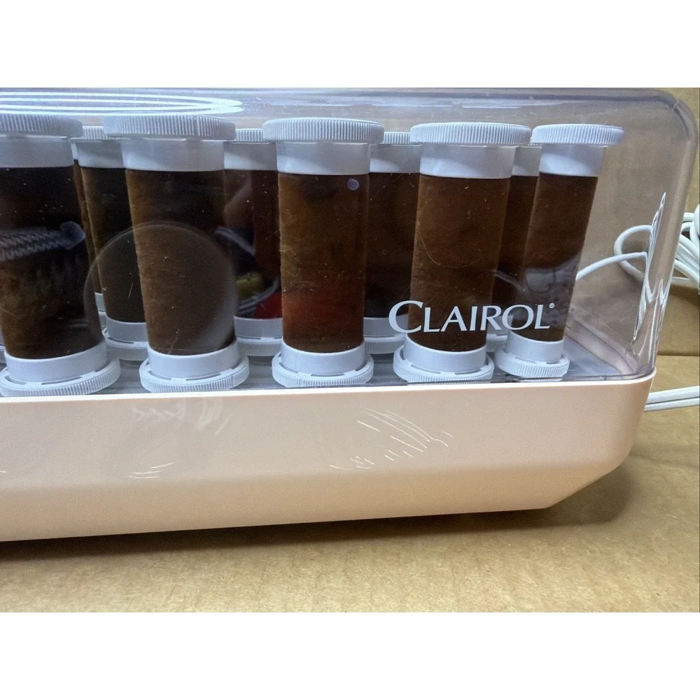 Clairol 20 Flocked Hot Rollers Velvet Hair Curlers Vintage KF-20-1 w/ 20 Pins